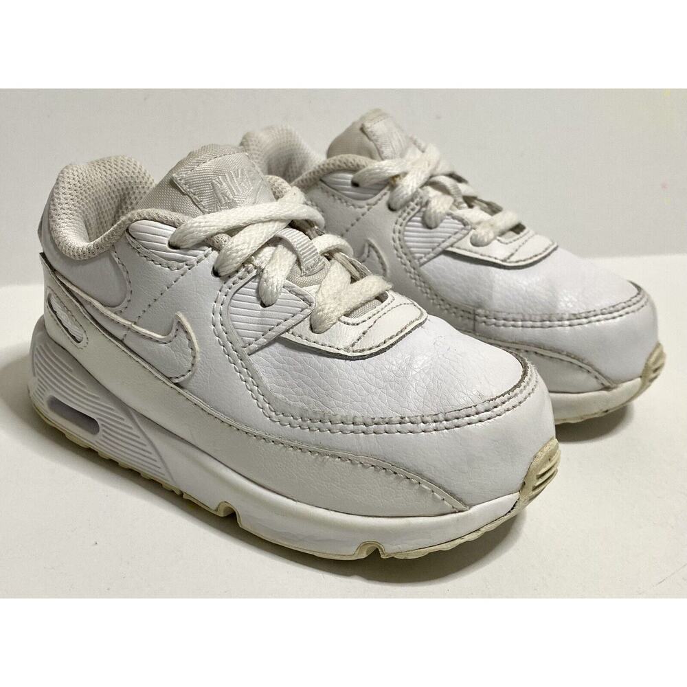 Nike Air Max 90 TD Triple White Toddler Shoes Sneakers CD6868-100 Size 8C
